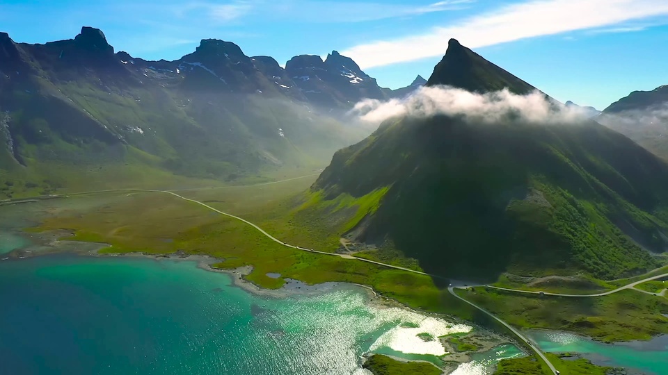 Aerial view of mountains and rivers