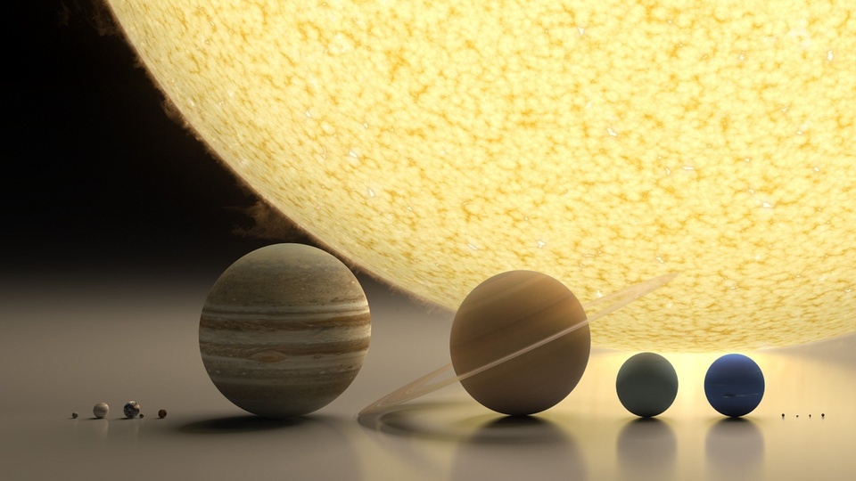 Solar system planet size comparison