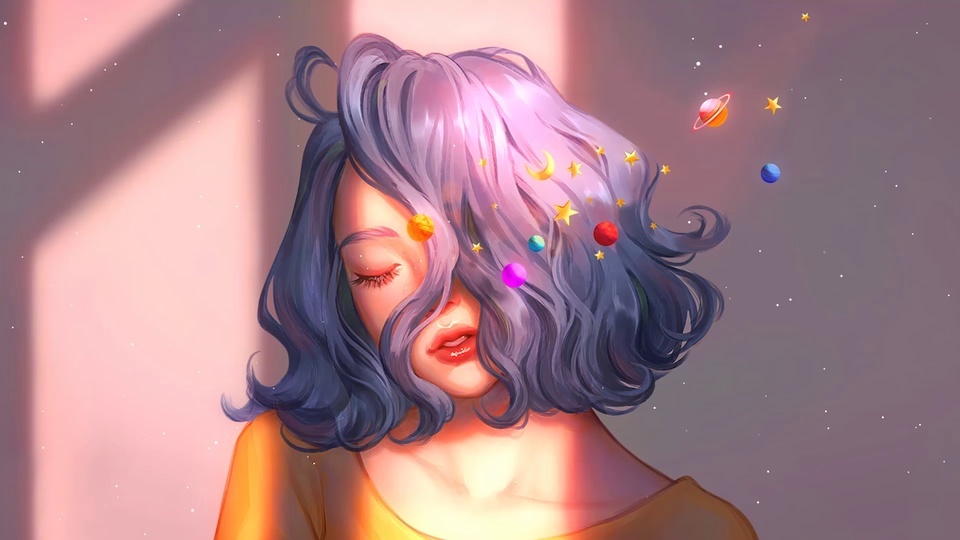 Ilustración Galaxy Girl