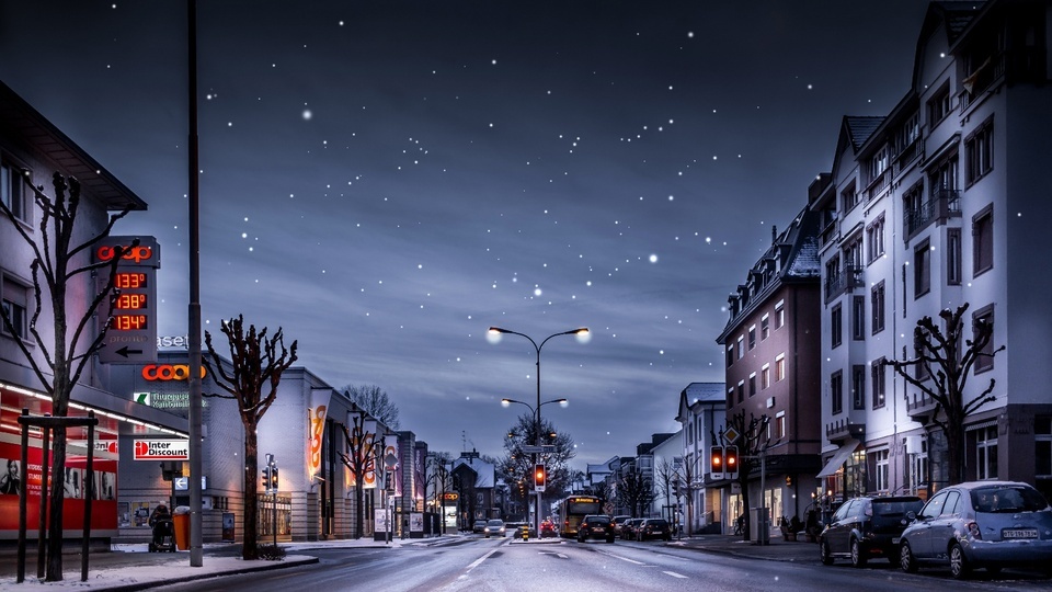 Snowy Swiss streets